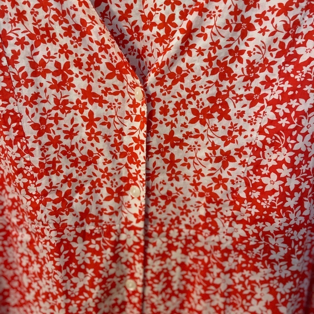 The Nines by Hatch red floral maternity button front 3/4 sleeve maxi dress. XXL. - Picture 3 of 9